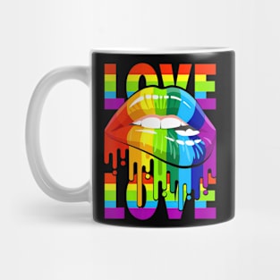 Love LGBT +Q  Flag Lips Gay Lesbian Pride Month Mug